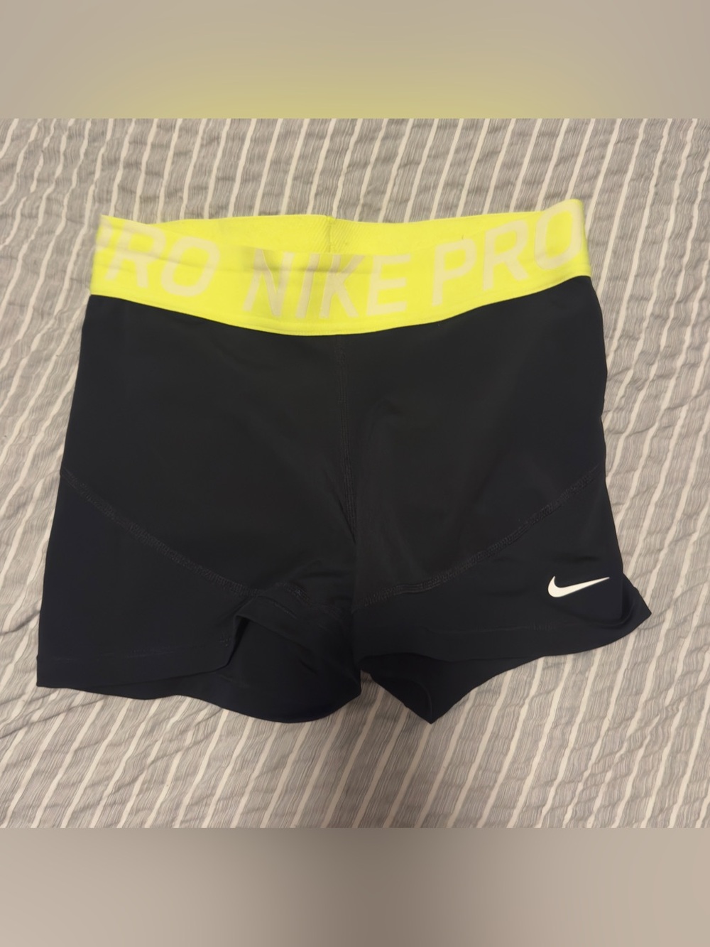 Nike Black Shorts with Neon Yellow Waistband